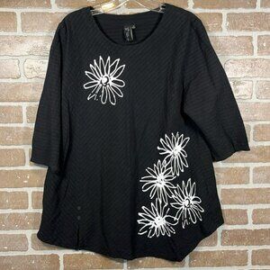 Focus Casual Life Oversized Top Black Medium abstract Floral